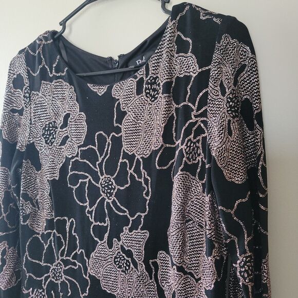 Betsy & Adam Black and Silver Floral Maxi Dress - Picture 6 of 12